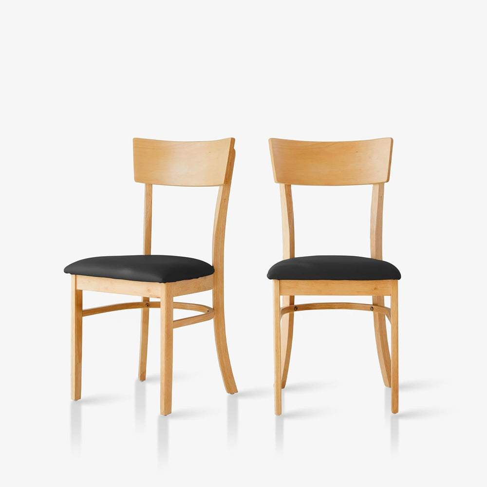 Livinia Mint Dining Chair Set of 2, Solid Malaysian Oak PU Leather Upholstere...