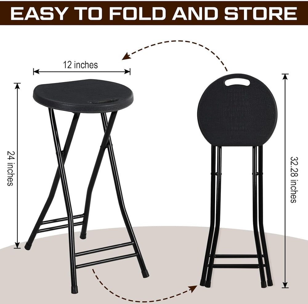Suzile 2 Pcs Tall Folding Chair Portable Plastic Stool Chair Heavy Duty Folda...