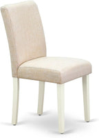East West Furniture CAAB5-LWH-02 5 Piece Modern Dining Table Set Includes a Rectangle Kitchen Table and 4 Light Beige Linen Fabric Upholstered Chairs, 36x60 Inch, Linen White