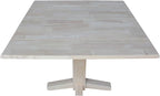 IC International Concepts 36" Square Dual Drop Leaf Dining Table Solid Real Wood, Sturdy Parawood, 36"W x 36"D x 30"H, Unfinished