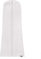 HANGERWORLD Large Wedding Dress Garment Bag Cover - 72" x 24" with Extra Wide Gusset 32" for Long Poufy Dress and Trains, Breathable, Acid-Free (White)