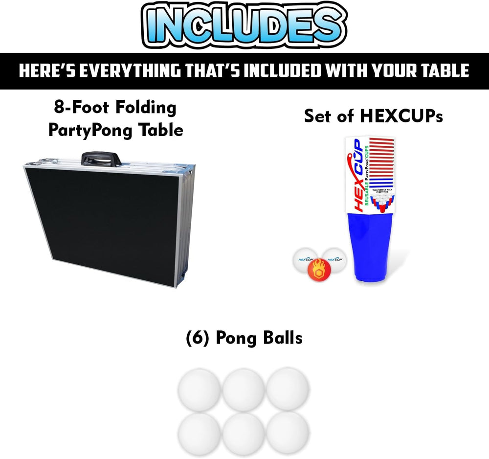 8-Foot Regulation Length Folding Table w/Optional Cup Holes, LED Lights, Cust...