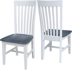 International Concepts Set of Two Tall Mission Chairs, White/Heather gray