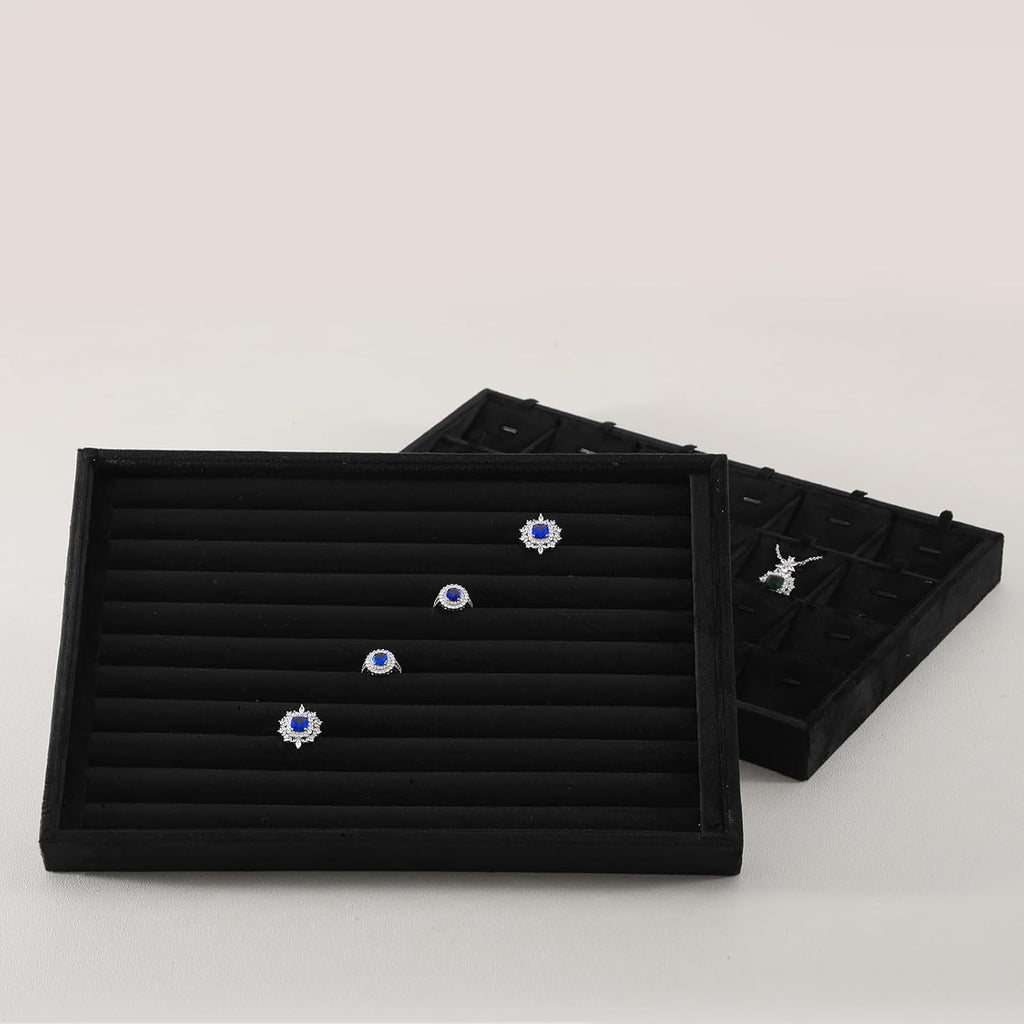 Ring Display Tray, Velvet Jewelry Trays,Premium Ring Organizer,Luxury Stud Earring Organizer,Black Jewlery Organizer