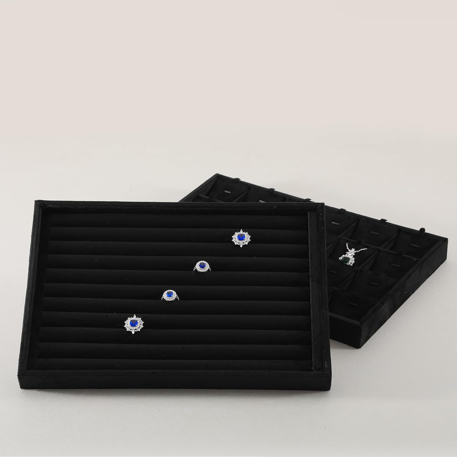 Ring Display Tray, Velvet Jewelry Trays,Premium Ring Organizer,Luxury Stud Earring Organizer,Black Jewlery Organizer
