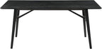 Armen Living Channell Mid Century Modern 5 Piece Black Wood Dining Table Set with Benches in Charcoal Fabric