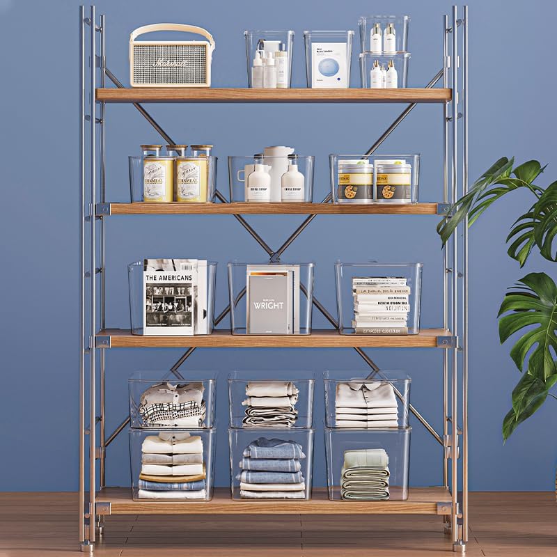 Clear plastic storage bins with LIDS,storage containers for snacks, cosmetics, books, dog food, Storage Organizer for Nursery，Kitchen, Living room,Bedroom, Bathroom, Office(clear, 2XL+2L)