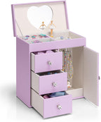 VLANDO Musical Jewelry Box, Upright Rectangular, Purple | Spinning Ballerina, For Necklaces, Rings and Hair Accessories, Jewelry Box Organizer, Gift for Girls and Kids