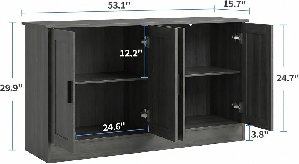 Anystyle 53" Dark Grey Buffet Cabinet with Storage