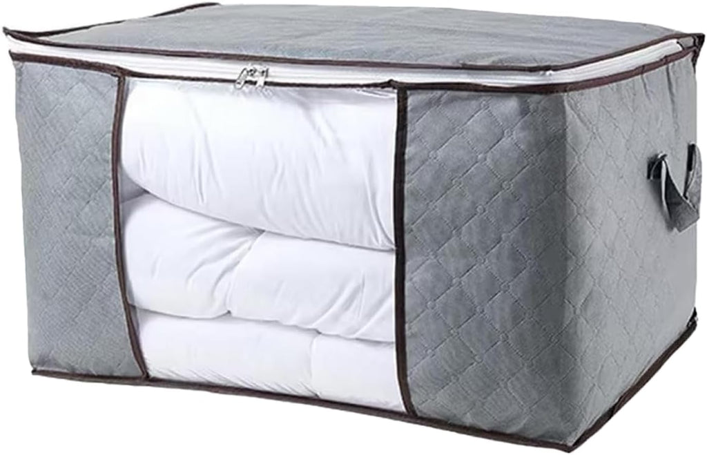 Comforter Storage Bags - Extra Large Clothes Bins, Foldable Organizer with Clear Window, Reinforced Handles, Durable Material | ClosetStorage for Bedding, Blankets, Quilts, Seasonal Garments, Home Ac