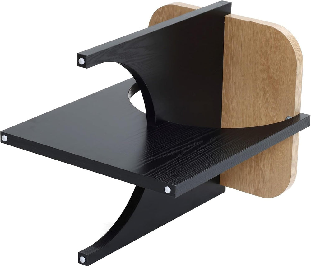 LuxenHome Modern Square Side Table, 19" Black & Brown Wood Accent En...