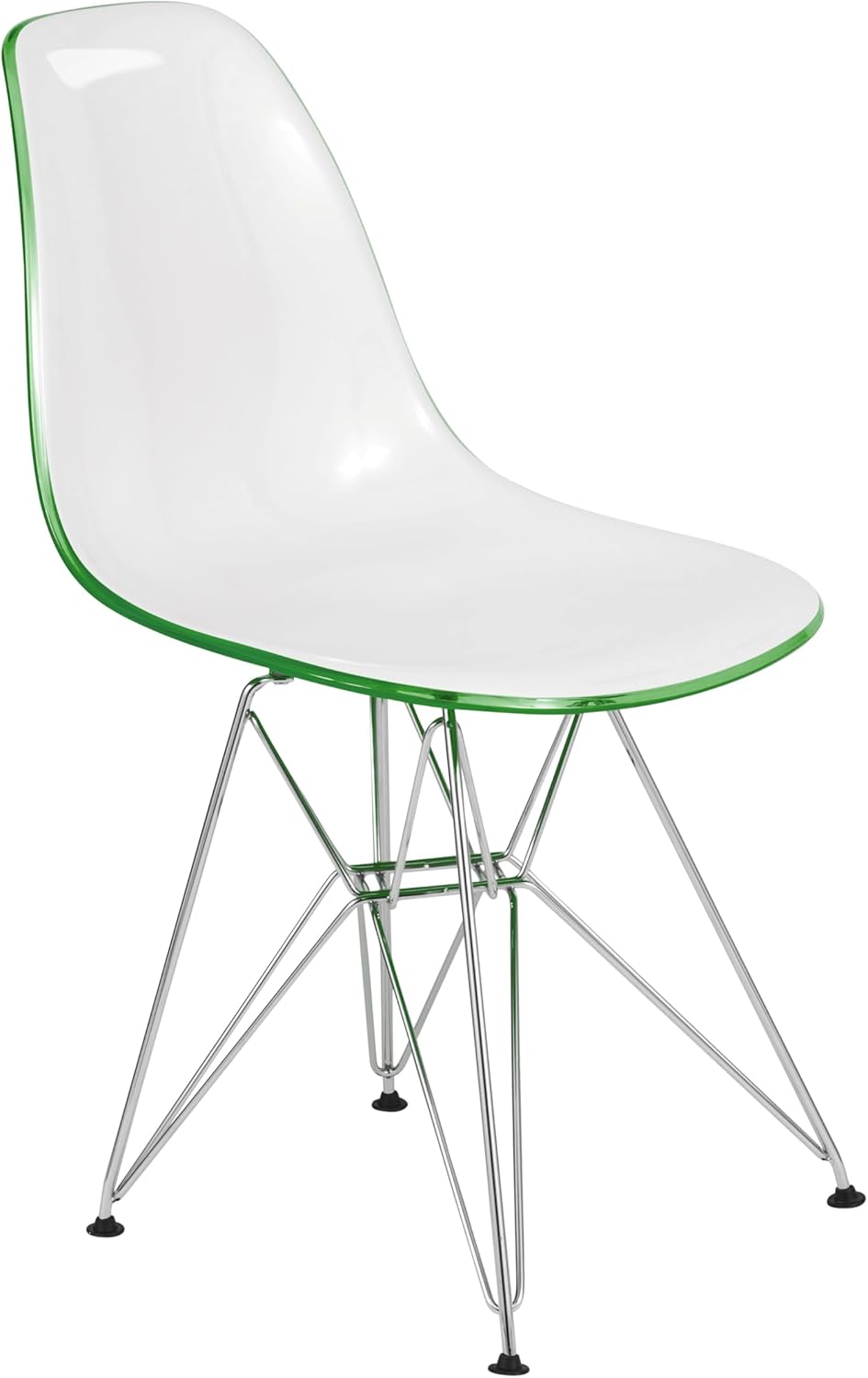 LeisureMod Cresco Acrylic Dining, Modern Chrome Eiffel Base and Curved Back D...