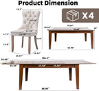 5 Piece Extendable Dining Table Set for 4-8 Person, Wooden Dining Room Table with 4 Chairs for Gatherings, Meeting for Small Kitchens, Dining Office Areas(Beige/Brown)