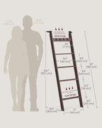 VASAGLE CUSTOS Collection - Blanket Ladder Shelf, 5-Tier Ladder Rack for Storage and Decor with 4 Removable Hooks, Decorative Farmhouse for the Living Room, Maroon Brown ULLS028K01