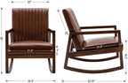 Leather Modern Rocking Chair Mid Century Armchair Upholstered Arm Chair with Padded Seat/Wood Frame, Comfy Rocker for Living Room/Bedroom, Retro Dark Brown PU