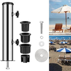 Granite Based Umbrella Stand for Outdoor Stability, Featuring Adjustable PVC Sleeves for Secure Fit
