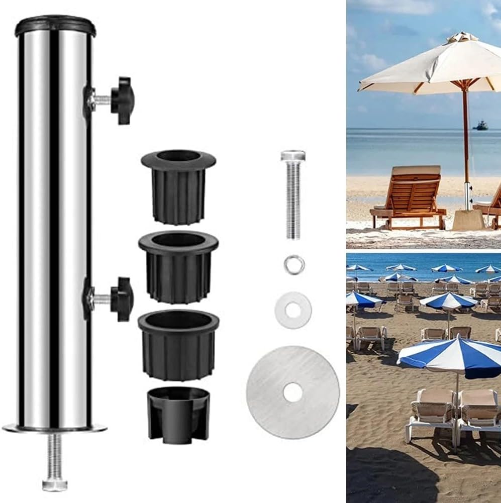 Granite Based Umbrella Stand for Outdoor Stability, Featuring Adjustable PVC Sleeves for Secure Fit