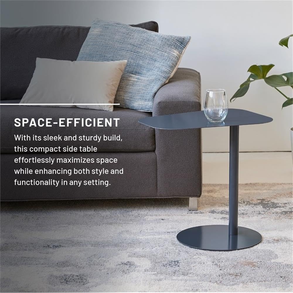 Pemberly Row Modern Metal End Table, 20 in H x 19.75 in W, C-Shaped Space-Sav...