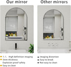 Arched Bathroom Mirror, 28X40 inch Arched Frameless Mirror, Arch Wall Mirror，Frameless Mirrors for Bathroom,Beveled Bathroom Mirror.