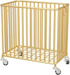 Easyars Rolling Laundry Hamper with Wheels,Large-size Metal Laundry Basket Cart,Clothes or Linen Storage Organize Hamper Bin for Living Room,Bathroom,Closet or Children Bedroom,Gold