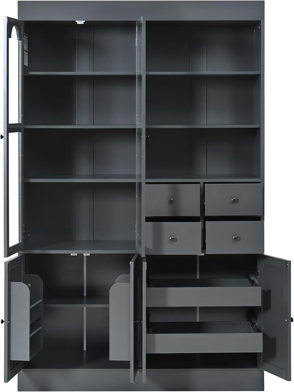 Merax Wood Kitchen Pantry with 4 Drawers, 3 Cabinets and Hutch, Tall Cupboard...
