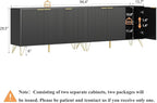 TV Stand for 90 inch TV Modern Entertainment Center Cabinet with 6 Doors Wood Media Console Storage Cabinets for Living Room Bedroom, Black