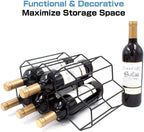 KirinRen Black Metal Wine Rack Freestanding, Tabletop Wine Rack Holder, Countertop Wine Bottle Holder (Black)