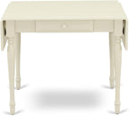 East West Furniture MZKE5-LWH-W 5 Piece Dining Room Furniture Set Includes a Rectangle Kitchen Table with Dropleaf and 4 Dining Chairs, 36x54 Inch, Linen White