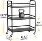 HDANI 3 Tier Metal Utility Multipurpose Rolling Cart,Large Capacity Heavy Duty Cart with Lockable Wheels Rolling Cart with 2 Lockable Wheels for Home,Office,Kitchen,Bathroom,Bedroom(Black)