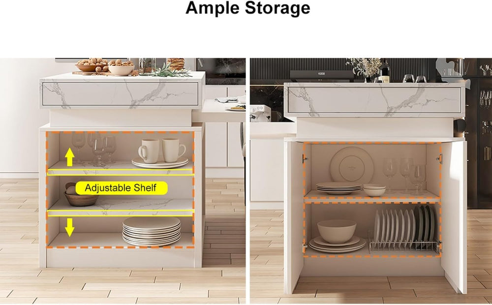 homary Extendable Kitchen Island 73"-93" with Storage Kitchen Cabin...