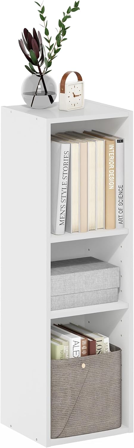 Furinno Fulda Book Shelf, 3-Tier Narrow Bookshelf, Bookcase with 10-in Width ...