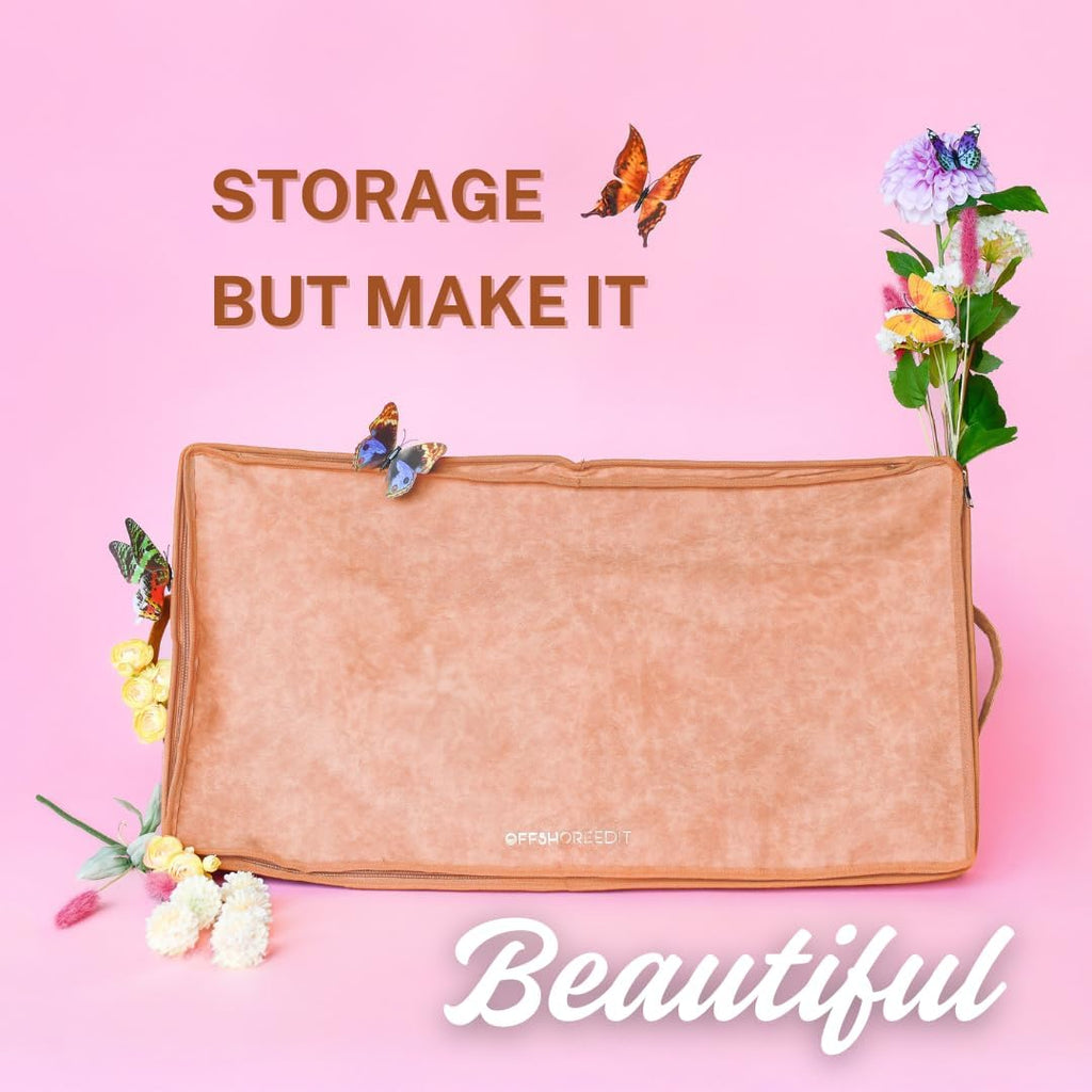 Premium Vegan Leather Under Bed Storage with Wheels | Low Profile Rolling Storage Box with Metal Frame | Pull-Out Underbed Organizer for Clothes, Shoes & Books | Space-Saving Storage Solution