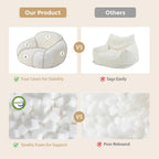 HUGHEAVEN Large Bean Bag Chairs for Adults, Adult Bean Bag Chair with Back Support, Reading Chair for Bedroom, Beige