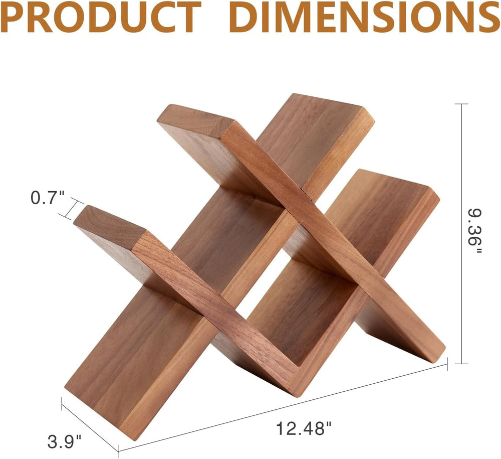 Solid Oak Wine Rack Countertop, 4 Bottle Tabletop Wine Holder - No Assembly F...