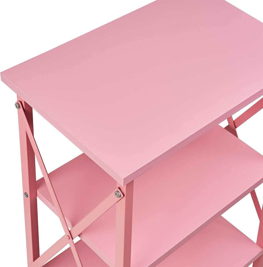 VECELO End Side Table Night Stand Set of 2,X-Design with Storage Shelf for Be...