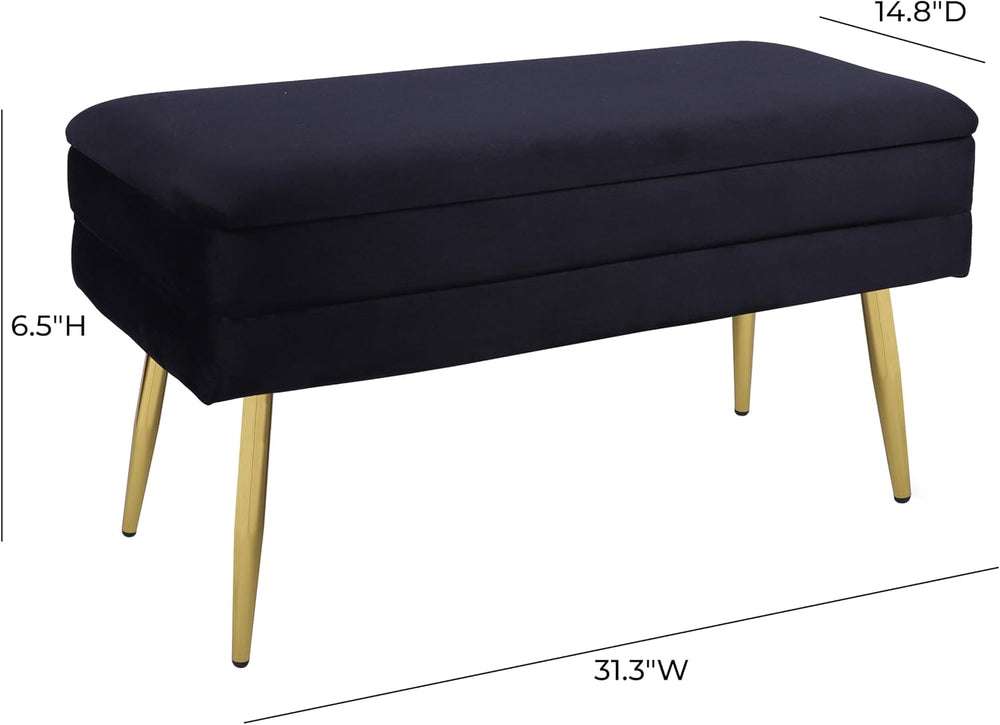 Tov Furniture Ziva Black Velvet Storage Bench