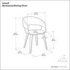SIMPLIHOME Lowell Dining Chairs - Upholstered Walnut Finish Bentwood Frame and Linen-Style Fabric Kitchen Chair in Charcoal Grey, Modern Dining Room Seating with Curved Back and Padded Seat