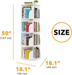 SpaceAid 4 Tier Rotating Bookshelf Tower, Spinning Bookcase Lazy Susan, Revolving 360 Book Shelf Storage Round Carousel, Vertical Rotate Turning Spiral Corner Organizer, White