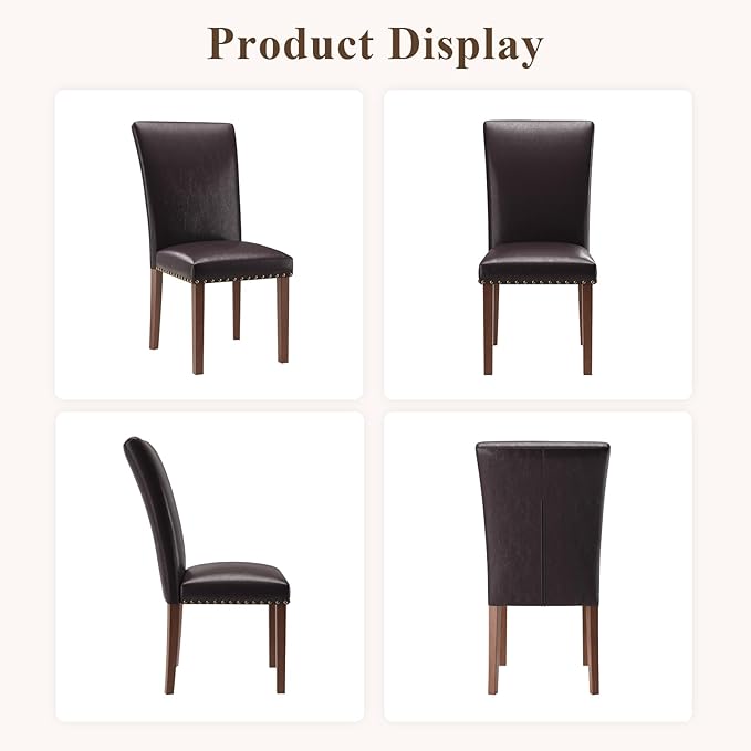 Stylish Dining Chairs Set of 2, Upholstered Parsons Dining Room Chair with Na...
