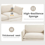 112'' Sectional Modular Cloud Couch, Oversized 5 Seat Couches U Shaped Sofa with 2 Movable Ottomans, 2 Throw Pillows, Upholstered Corduroy U Shape Comfy Deep Couches for Living Room and Office, Beige