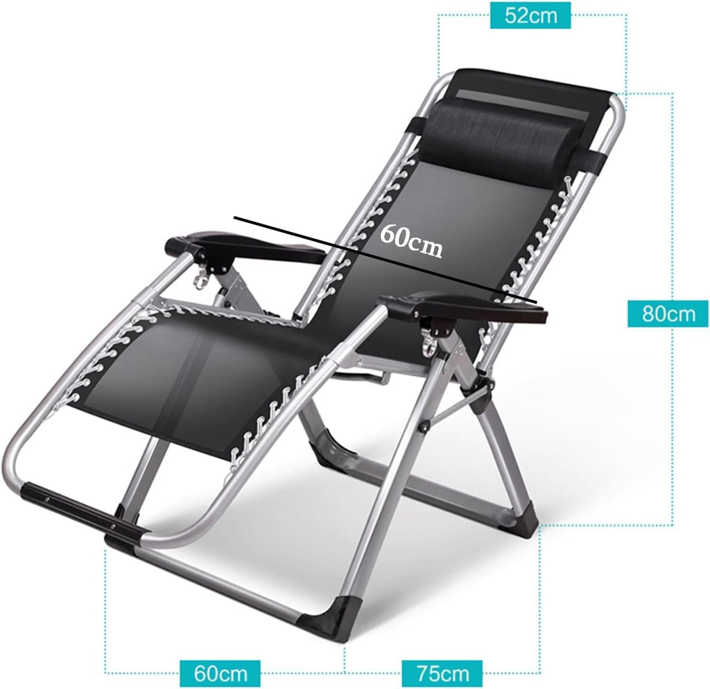 Multi-Position Adjustable Reclining Chair, Folding Lounge Relaxer Recliner with Removable Head Pillow(Blue)