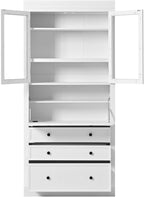 Freestanding Kitchen Pantry Storage Cabinet,Multifunctional Cupboard with 3 Drawers,Adjustable Shelves and Power Outlet for Dining,Living Room (White-E)