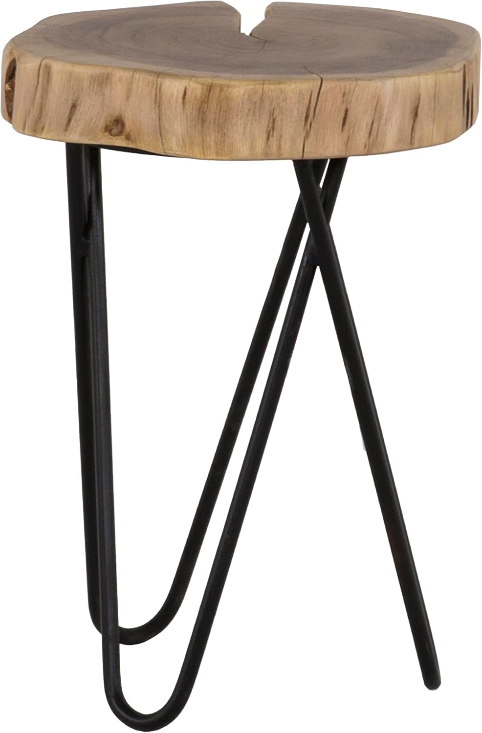 12" Wood End,Side Table, Living Room Accent Stool, Iron Legs, Home Décor...