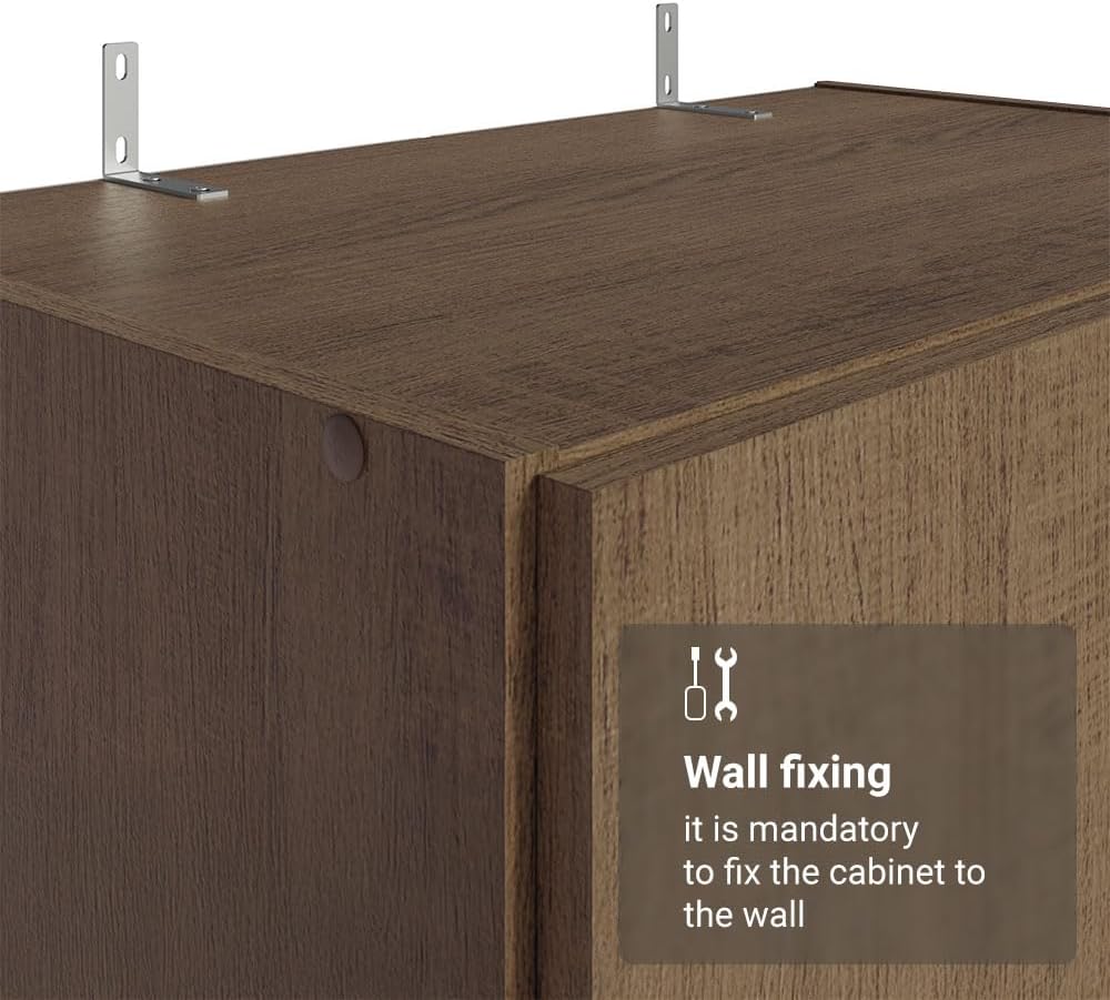 Madesa Kitchen Pantry Storage Cabinet with 2 Doors, Ample Shelf and Hanging S...