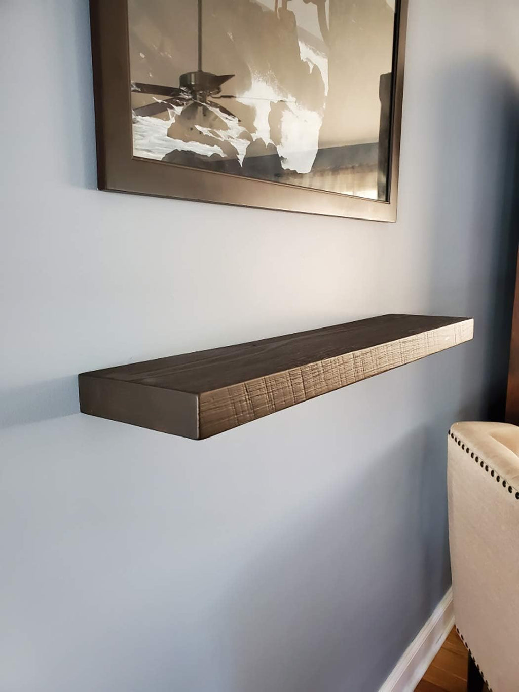 joelsantiques 48 Inch Wooden Floating Shelves for Wall - 48x8x2 in - Made of Natural Wood - Long Heavy Duty Rustic Wall Shelves for Bedroom - Perfect for Living Room, Kitchen - Mocha