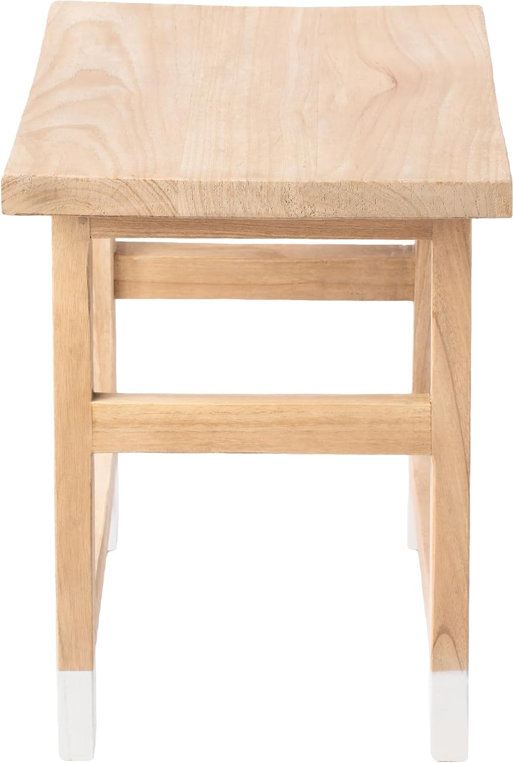 JONATHAN Y Finesse Handcrafted Solid Wood Accent Stool, 18" Backless Van...