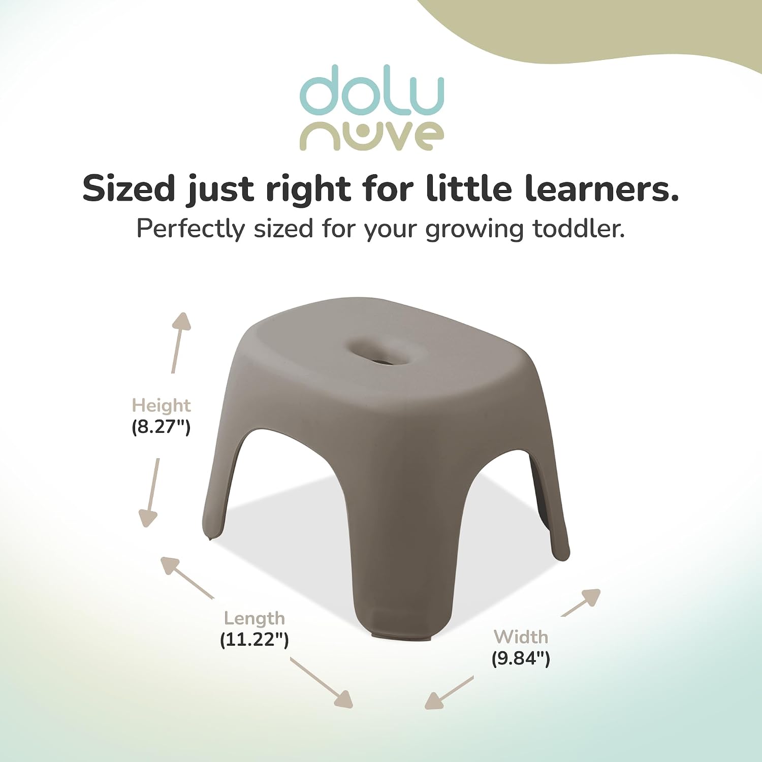 DOLU NUVE Kids Non Slip Step Stool, Plastic Toddler Bathroom Helper for Sink Toilet or Potty Training, Lightweight Portable Stool, Grey