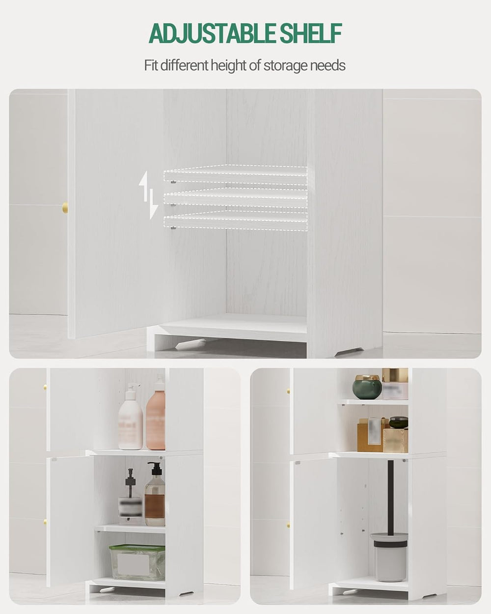 Hzuaneri Bathroom Storage Cabinet, Small Corner Floor Cabinet with 2 Doors an...