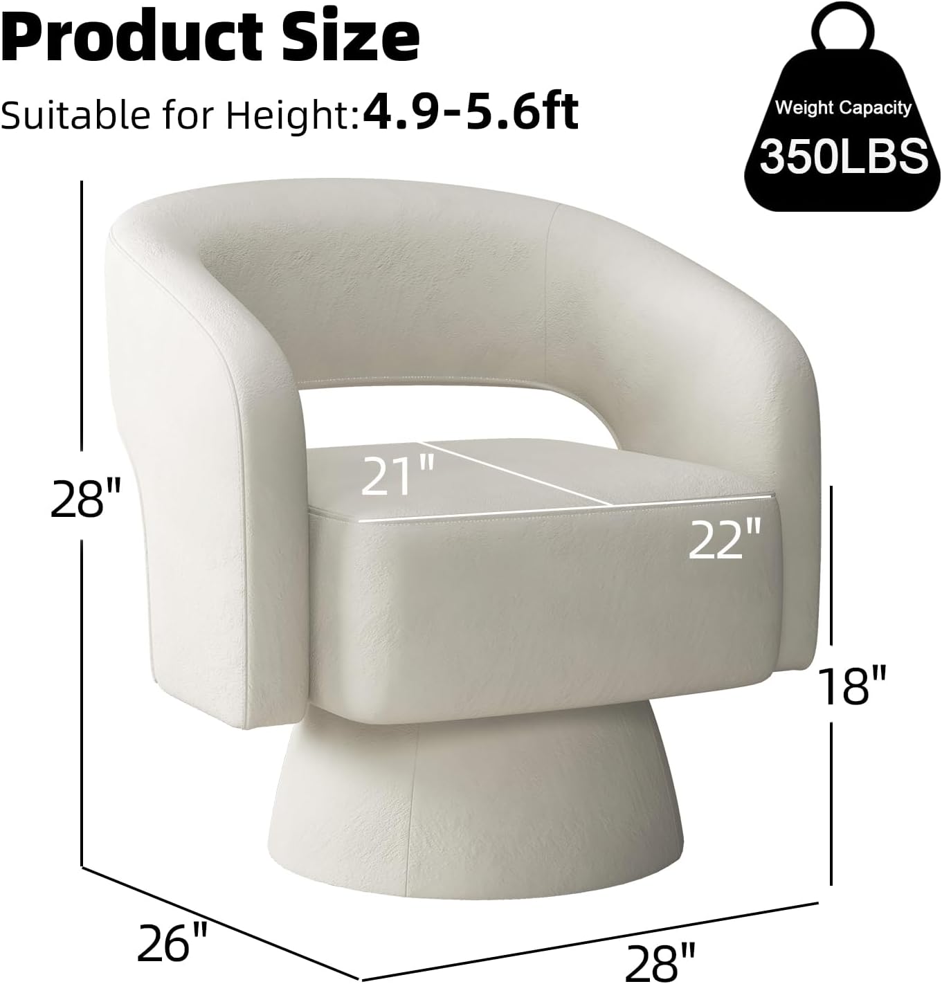 INZOY Swivel Barrel Chair with Velvet Fabric, Swivel Accent Chair with Thickened Soft Cushion, Comfy Round Swivel Chair for Living Room Bedroom, Beige