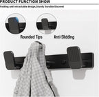 Coat Rack Wall Mount Coat Hooks - Black Hook Rack with 3 Hooks Aluminum Wall Rack Hooks for Hanging Coat Hat Bag Towel Hanger Rustproof Coat Holder